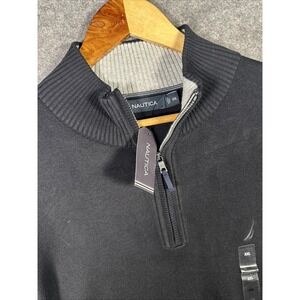 Nautica Men's Navtech Quarter 1/4 Zip Long Sleeve XXL Sweater Navy Black NWT‎